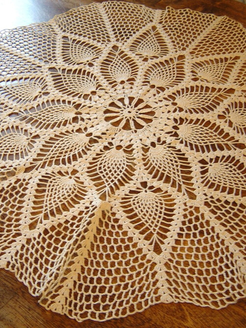 Hand made crocheted off white doily-23" in diameter